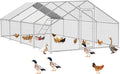 Large Metal Chicken Coop Run with Roosting Perch– Outdoor Waterproof & UV-Resistant Cover for Chickens, Ducks, Rabbits, and Hens in Yard or Farm Use Spire Roof(13.1'Wx26.2'Lx 6.5'H)