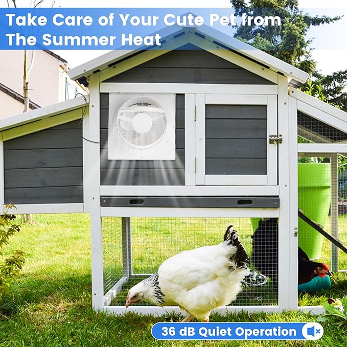 Solar Exhaust Fan, Solar Powered Vent Fan Kit for Outside Greenhouse Shed Chicken Coop (8" Fan)