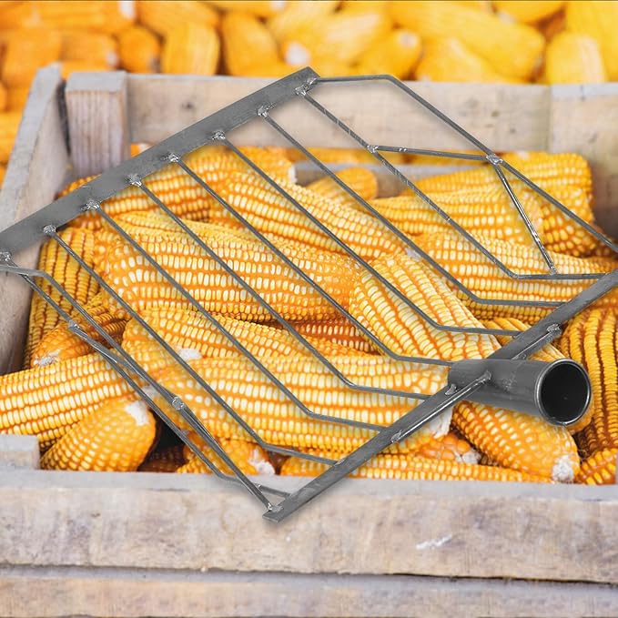 Yardwe Iron Corn Shovel Sieve Scoop for Maize Grain and Soil Sifting, Multi-Functional Farm and Garden Hand Tool Without Handle, Sturdy Iron Spade for Planting and Harvesting