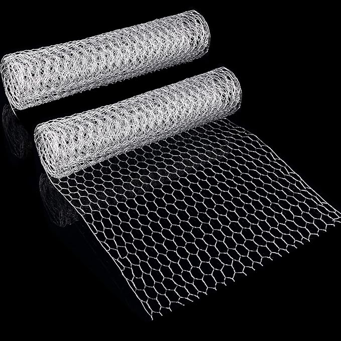 SATINIOR 2 Sheets Chicken Wire Net for Craft Work, Galvanized Hexagonal Wire Mesh (13.7 x 80 Inches, Silver)