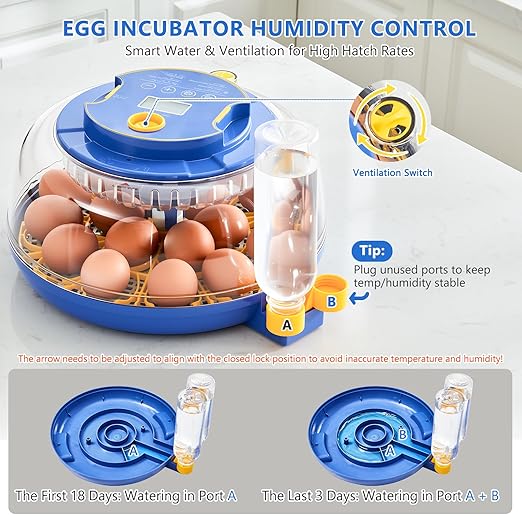 Incubators for Hatching Eggs - 18 Egg Capacity, Egg Incubator with Automatic Egg Turning and Temperature Control, Incubator for Chicken, Duck, Goose, Quail, 360° Full View, Home Farm Classroom Use