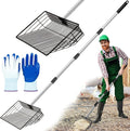 10 inch Large Chicken Poop Scooper for Sand for Shavings 74" Heavy Duty Pooper Scooper Long Handle Chicken Coop Scoop for Cleaning Tools and Rake 5-in-1 Sifting Shovel for Chicken Scoop supplies