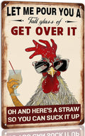 Get Over It Oh Metal Sign - Humorous Chicken Coop Decor - 8x12 Inch