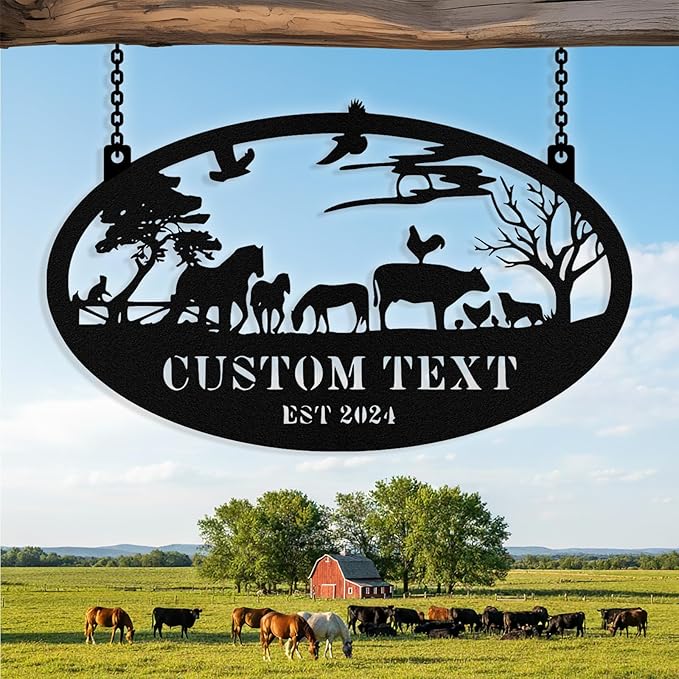 Personalized Metal Farm Signs, Custom Ranch Sign, Customized Farm Metal Signs Outdoor, Custom Large Hanging Family Name Sign for Farms, Ranch, Barn, Farmhouse