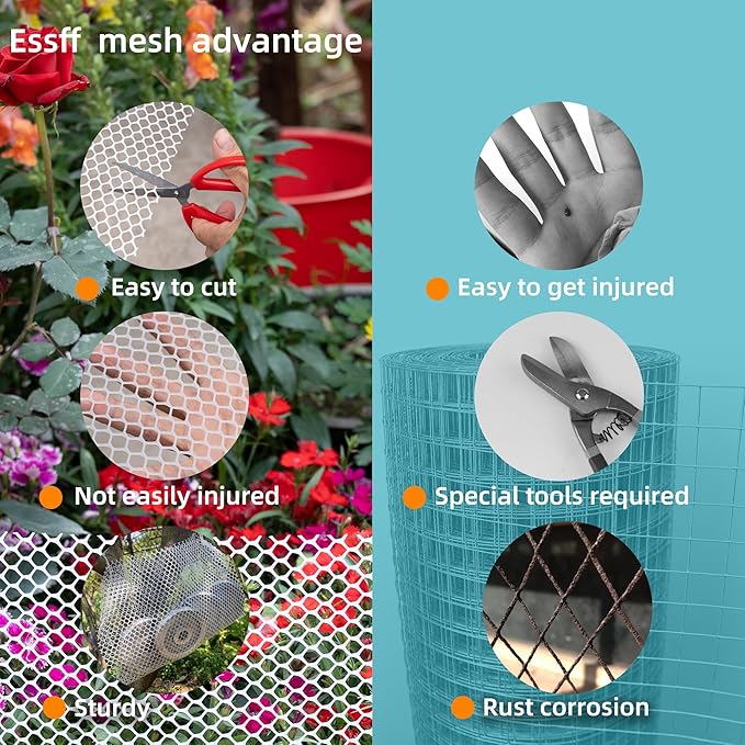 Pet & Garden Safeguard - 15.7IN x 49.2FT Roll - White Plastic Netting, Multi-Use Decorative Fence for Poultry, Dogs, Rabbits,Chicken and Snake Barrier