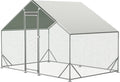 IchbinGo Large Metal Chicken Coop with Waterproof Cover, Walk-in Metal Poultry Cage Spire Shaped Coop, Chicken Run Duck House with Anti-UV Cover for Outdoor Backyard Farm (10' L x 6.6' W x 6.56' H)