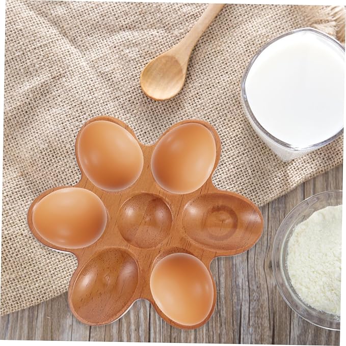 Mikinona Egg Holder Tray Rustic Wooden Serving Dish Decorative Storage Basket for Kitchen Countertop Egg Organizer