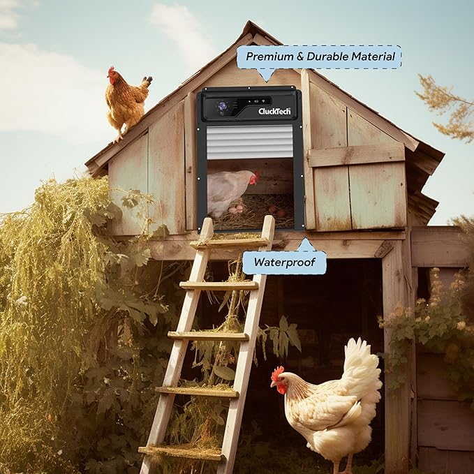 Automatic Chicken Coop Door - with 1080p Camera - Solar Powered - 5000mAh Battery - App Remote Control and Opener with Timer - Auto Open&Close - Heavy Duty - Night Vision - Alarm Drive