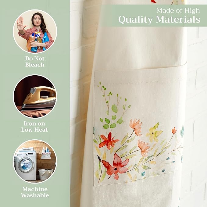 Maison d' Hermine 100% Cotton Apron for women with Pocket Kitchen Chef Apron for Men Cooking Easter Decorations