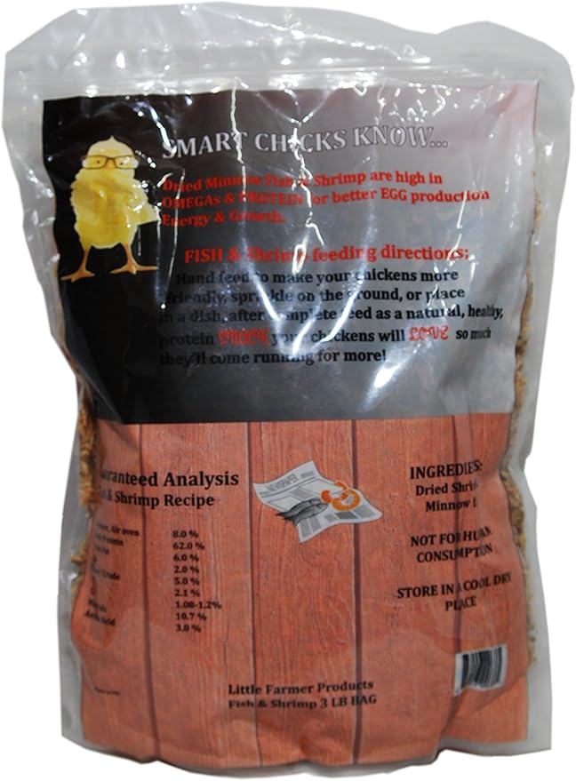 Fish & Shrimp | Dried River Shrimp & Minnow Fish | Omega 3, Calcium, Protein Packed | Premium Poultry Chicken Duck Treat (3)