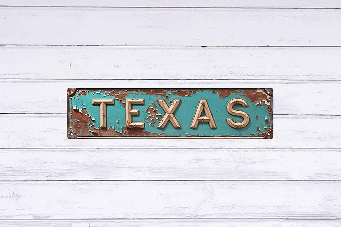 Rustic Texas Metal Tin Sign 4x16 in Vintage Wall Art with for Home Door Garden Man Cave Club and Farmhouse Decor