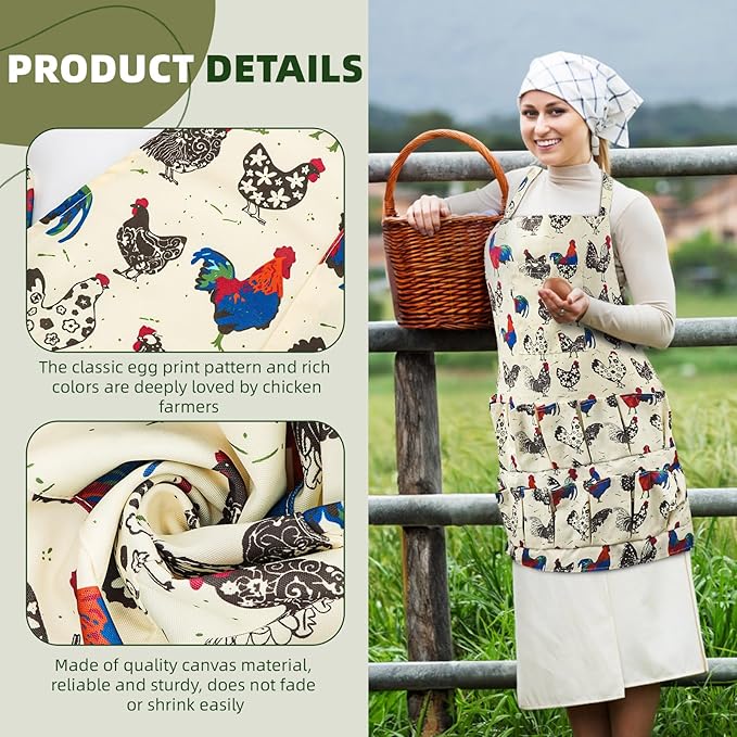 1 pack Egg Apron, Egg Collecting Apron for Chicken Duck Goose Eggs, with 13 Pockets Chicken Egg Apron for Women&Men