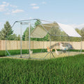 Large Metal Chicken Coop,10x13x6.36 ft Walk-in Chicken Runs for Yard with Waterproof Cover, Flat Shaped Chicken House with Door for Outdoor and Backyard, Farm, Duck Rabbit Cage