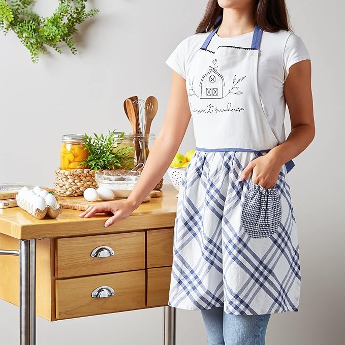 DII Home Sweet Farmhouse Kitchen Collection, Apron, French Blue
