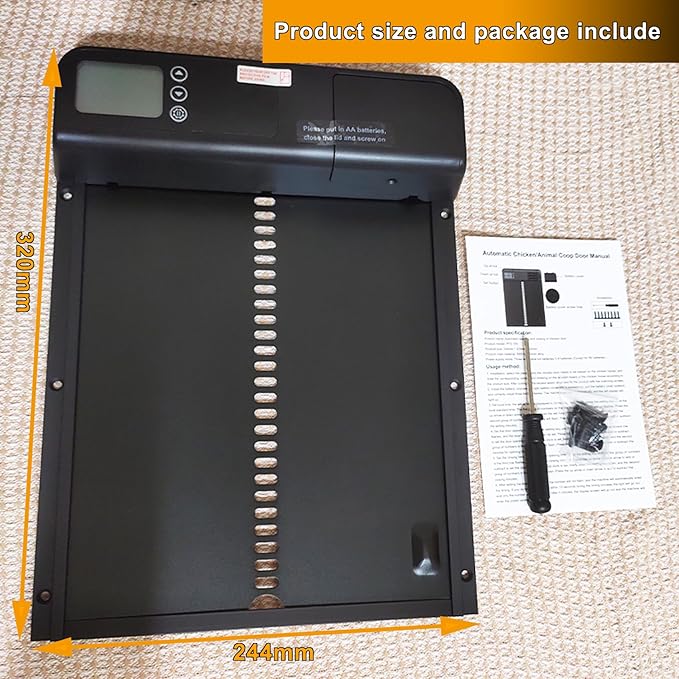 AUTENS Automatic Chicken Coop Door Aluminum Auto Coop Door Opener with Timer Control LCD Display Chicken Coop Door