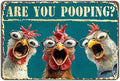 Chicken Metal Signs Funny Are You Pooping Chicken Wall Decor For Home Toilet Art Humorous Bathroom 12x8 Inch