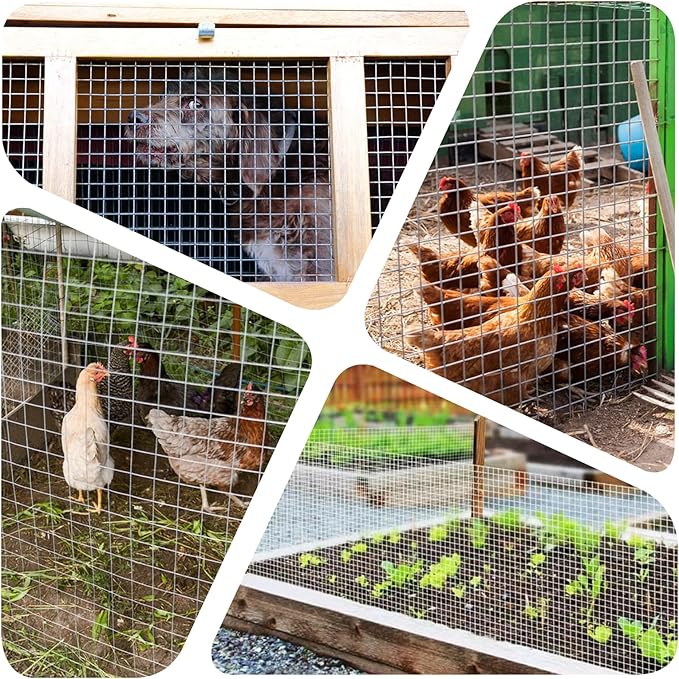 Hardware Cloth 1/2in 16'' x 10' 19GA ，Hot-dip Galvanized After Welding ，Chicken Wire Mesh,Chicken Coop Fence,Screen Mesh,Rabbit/Snake Fence,for Garden Poultry Animal Netting Cage