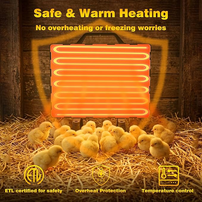 Chicken Coop Heater for Winter, Safe 140W Radiant Heat Panel with ETL Certification, Quiet & Light-Free Design, Ideal for Chicken Coops, Small Pets, and Under Desk Use