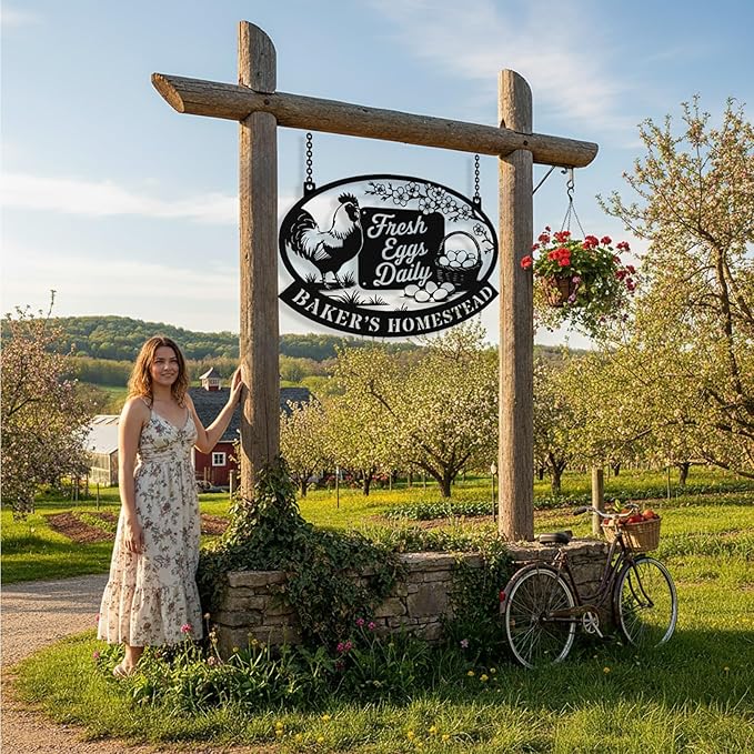Personalized Chicken Coop Metal Signs, Custom Farm Chicken Coop Sign, Customized Farm Metal Signs Outdoor, Custom Large Hanging Hen House Sign for Farms, Barn, Farmhouse, Ranch