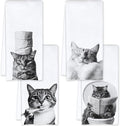 Cat Bathroom Decor Hand Towels, Cat Gifts for Women, Pet Lovers Gifts, Black and White Cute Kitten Hand Towels for Bathroom Washroom Restroom Decor, 16x24 Inch, Set of 4