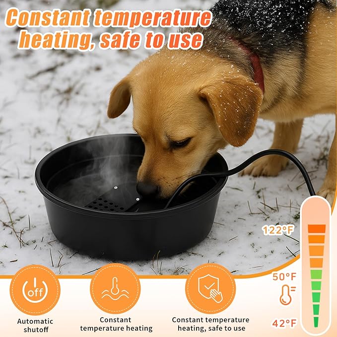 Sadnyy Heated Water Bowl 1 Gallon 3.8 L 250W Thermostatic Anti Freeze Water Pan, UL Certified Pet Heater for Outdoor Horses Dogs Cats Chickens Poultry Winter Use