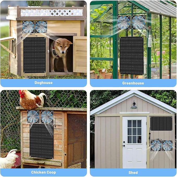 Easy Install Solar Powered Fan Heat Reduction Strong Air Movement Metal for Motorhomes Yachts Poultry & Pet Houses Solar Fan