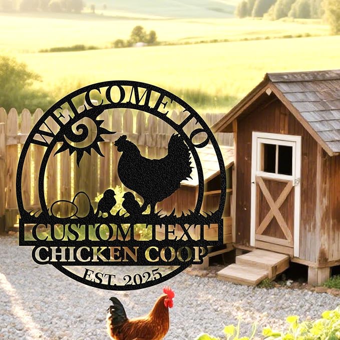 Custom Chicken Coop Signs, Personalized Funny Chicken Coop Signs, Custom Metal Farm Sign for Outside, Chick Hen House Sign Funny Farmhouse Outside Wall Decor Gift