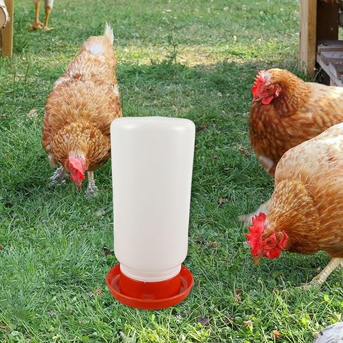 Chick Feeder and Waterer Supplies Farm Chicken Coop Accessories Easy Use Hen Feeding Equipment Starter Kit Red, 1000 ml