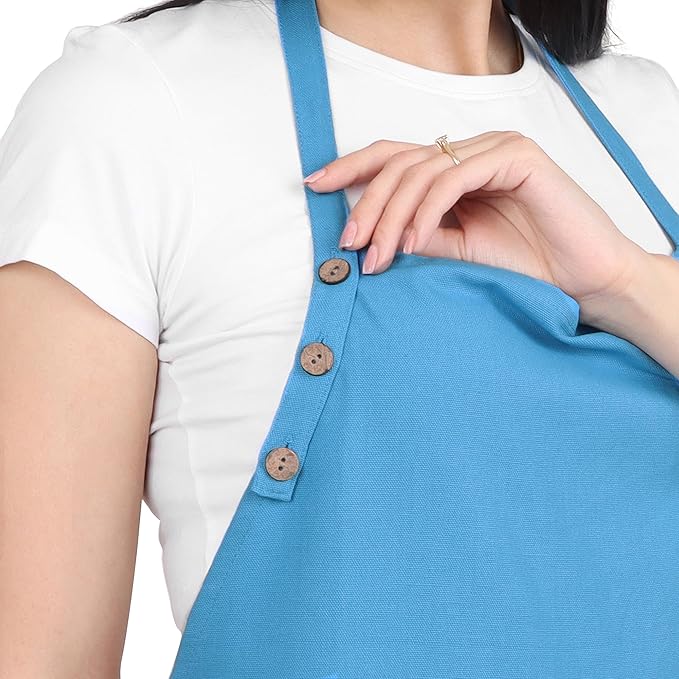 Kitchen Apron Cotton Waterdrop Resistant with adjustable Aprons for Women with Pockets 9 Color option Cooking