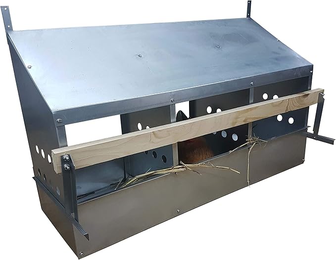 3 Hole Heavy Duty 23ga Galvanized Chicken Nesting Laying Roost Box Made in USA 0300108
