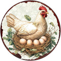 Chicken Coop Hen Round Metal Tin Sign Chicken Wreath Wall Decor Kitchen Farmhouse Outdoor Wall Art for Home Garden Kitchen Farmhouse Decoration Poster 12 Inch