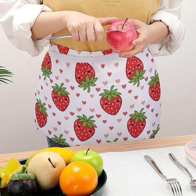 Half Apron with 3 Pockets Chef Cooking Kitchen Restaurant Aprons for Women Men