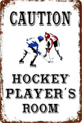 Hockey Gifts For Boys 8-12 Hockey Wall Decor Caution Hockey Player'S Room Sign Hockey Season Door Signs Ice Hockey Gifts Hockey Team Gift Bulk For Christmas Hockey Decor For Boys Bedroom Hockey Front Door Sign 8x12 Inch