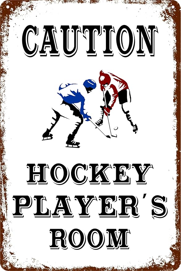 Hockey Gifts For Boys 8-12 Hockey Wall Decor Caution Hockey Player'S Room Sign Hockey Season Door Signs Ice Hockey Gifts Hockey Team Gift Bulk For Christmas Hockey Decor For Boys Bedroom Hockey Front Door Sign 8x12 Inch