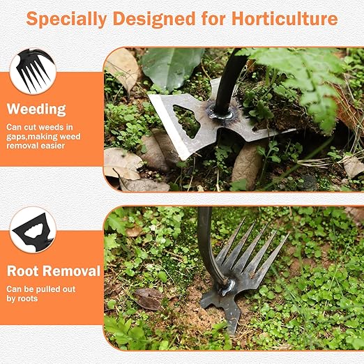 Weed Puller Tool, 2026 New Garden Weeder Tool, Hand Weeder Tool, Stainless Steel Gardening Weed Puller, 5 Teeth Dual Purpose with Rubber Handle, for Yard