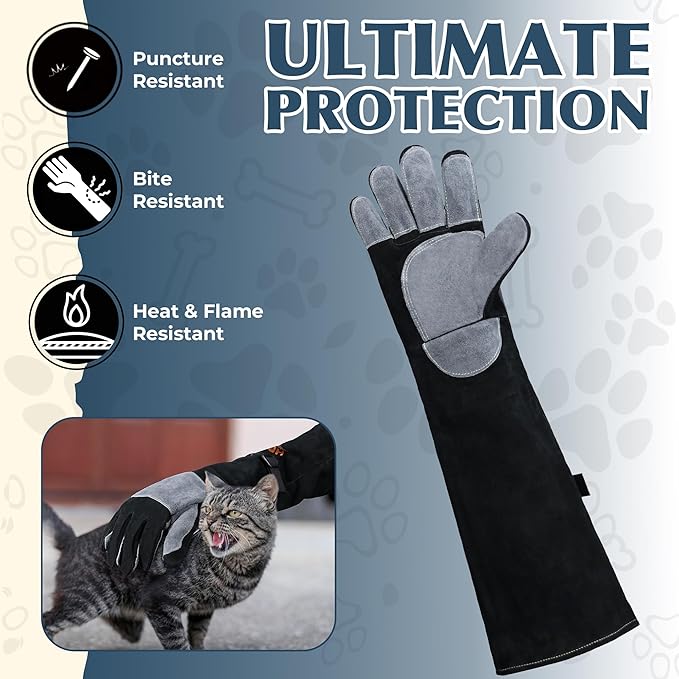 HANDLANDY 24 Inches Animal Handling Gloves Bite-Proof, Scratch-Resistant, Pet Gloves for Dogs, Cats, Falconry, Gardening