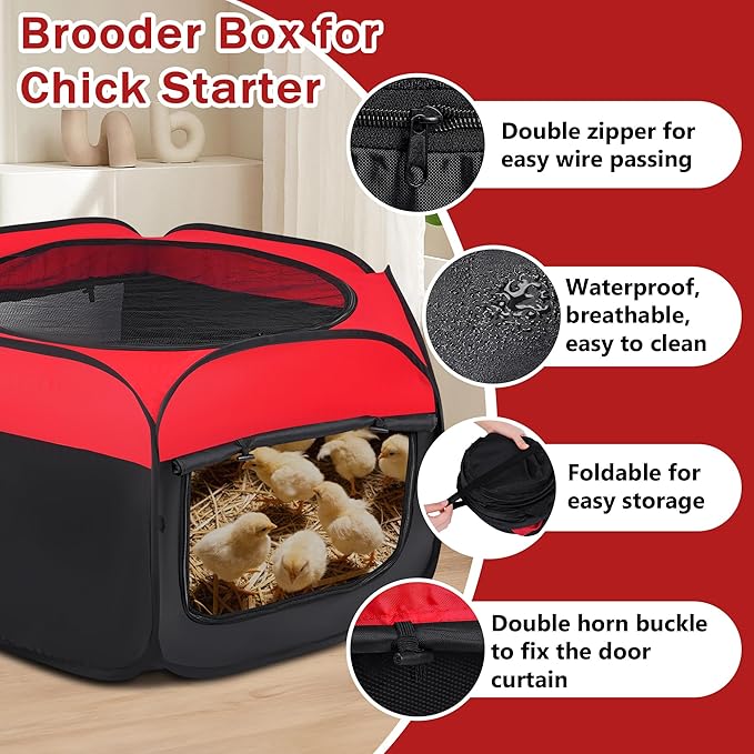 Brooder Box for Chicks, Chicken Brooder Box Starter Kit Up to 15 Baby Chicken Cage Coop