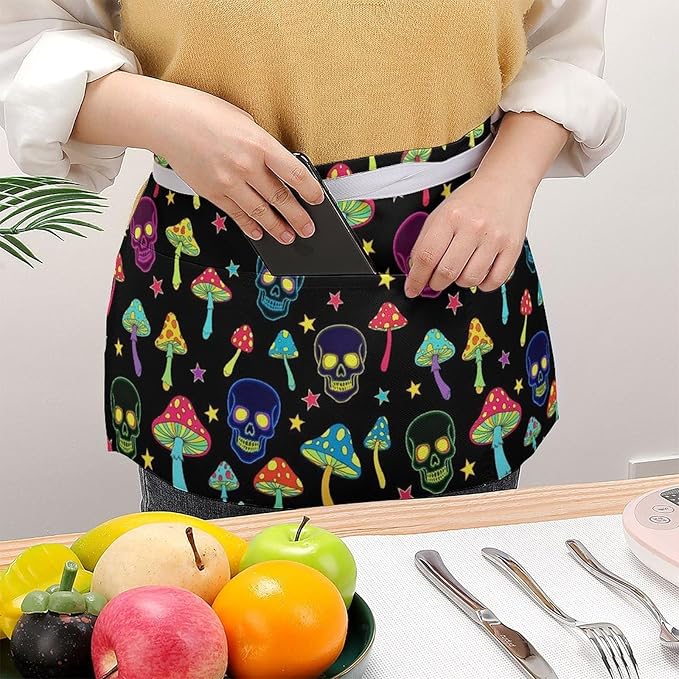 Short 3 Pockets Waist Waiter Waitress Half Apron Waterproof Chef Aprons