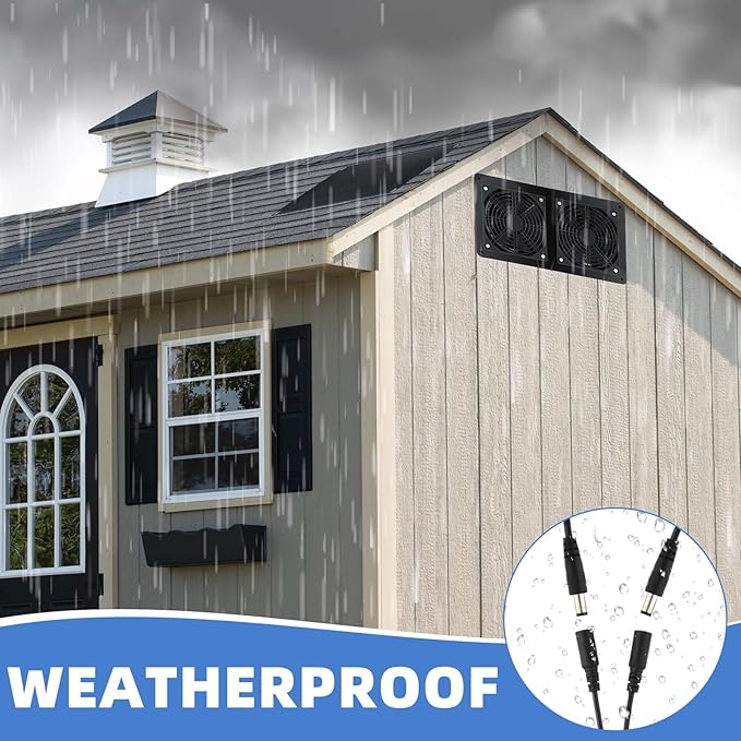 2 Sets Solar Powered Fan Kit Solar Panel Fan Kit 10w Weatherproof Dual Solar Fans Outside Waterproof Solar Exhaust Fan for Chicken Coops Greenhouse Sheds Pet House Car Window Ventilation