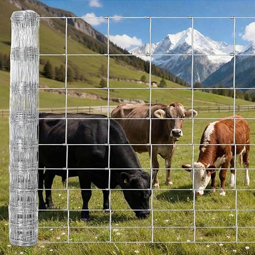 Cattle Fence 5ft x 164ft, 14 Gauge Galvanized Heavy Zinc Coated Wire Fencing for Cattle Goat Deer Hog Horse Livestock Yard Protection