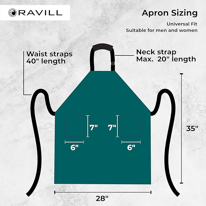 Waterproof Apron For Men and Women - 2 Pockets - 35" Long Multi Purpose Work Aprons for Dishwashing, Dog Grooming