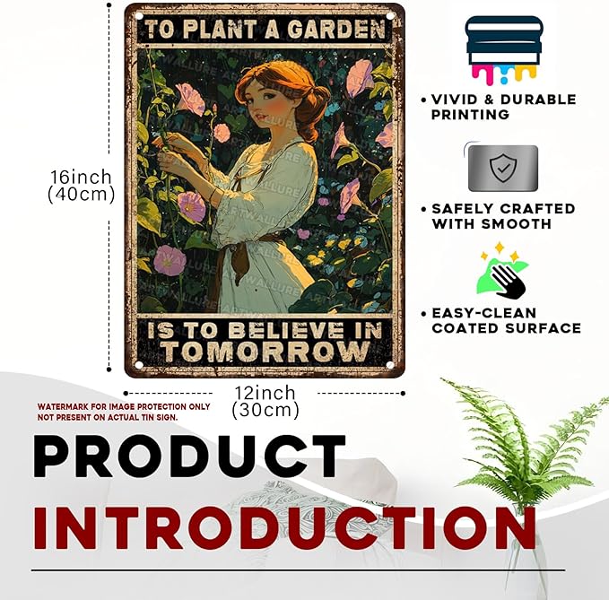 ARTWALLURE Vintage Garden Metal Sign Gardening Because Murder Is Wrong Retro Iron Painting Rustic Gardening Wall Decor for Woman and Plant Lover for Garden Shed Greenhouse 12x16inch