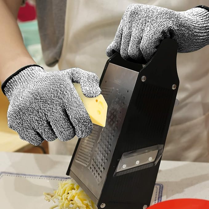 Evridwear Cut Resistant Gloves Food Grade Level 5 Kitchen Safety Protection (Gray, Small)