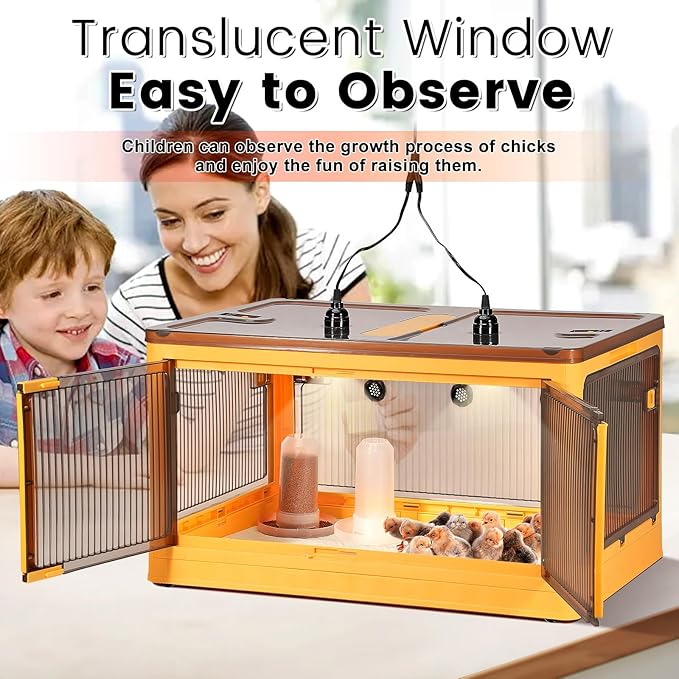 142L Chicken Brooder Box for Chicks Kit with Heater Chicks Warmer Brooder Plate Ducks Tent Pen Thermometer for 30 Ducks Bedding Indoor Quail Brooder (142L)