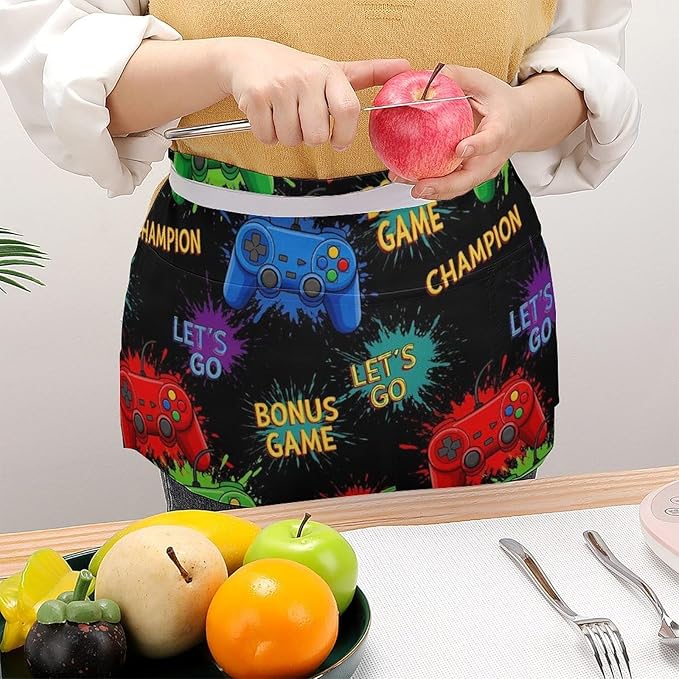 Short 3 Pockets Waist Waiter Waitress Half Apron Waterproof Chef Aprons