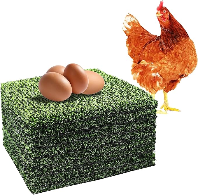 DRQ 8 Pcs Nesting Pads for Chicken Coop - Washable Chicken Nesting Pads, Reusable Chicken Coop Accessories for Hen Laying Mats 12"×12" (Green)