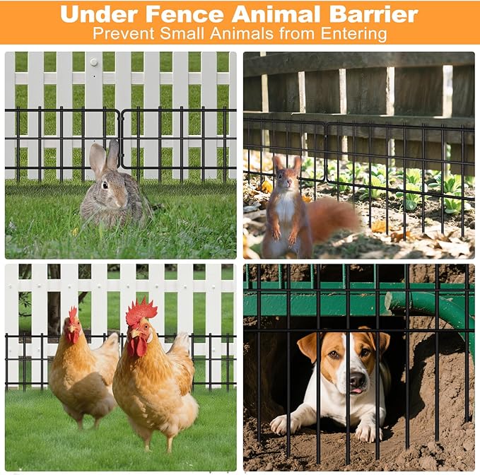 KYATE Garden Fence Animal Barrier, 46 Panels No Dig Fence 65.2ft(L) x13in(H), Rustproof Metal Defense Border, Dogs Rabbits Blocker Fence for Outdoor Yard & Patio