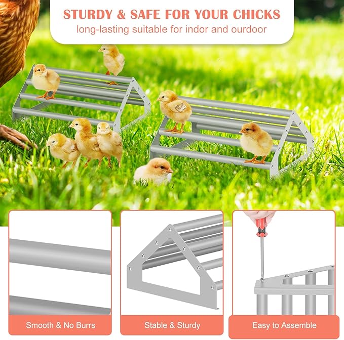 2 Pack Chick Perch Chick Toys for Brooder Chick Chicken Roosting Bar for Coop Chick Jungle Gym Perch Stand for Baby Chick, Easy to Assemble and Clean, Indoor/Outdoor Use, Large