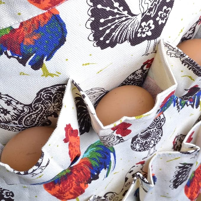 Eggs Collecting Apron for Chicken Hens Duck Goose, Adult Style L with 12 Pockets, Hands Free Egg Gathering Apron for Farm Kitchen Use, Strong Cloth Material for Safe Egg Storage (Type 4)