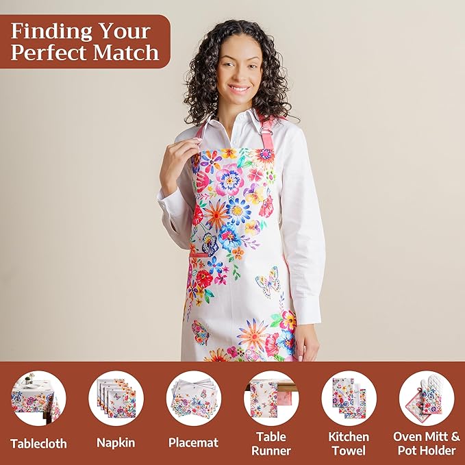 Maison d' Hermine 100% Cotton Apron for women with Pocket Kitchen Chef Apron for Men Cooking Easter Decorations
